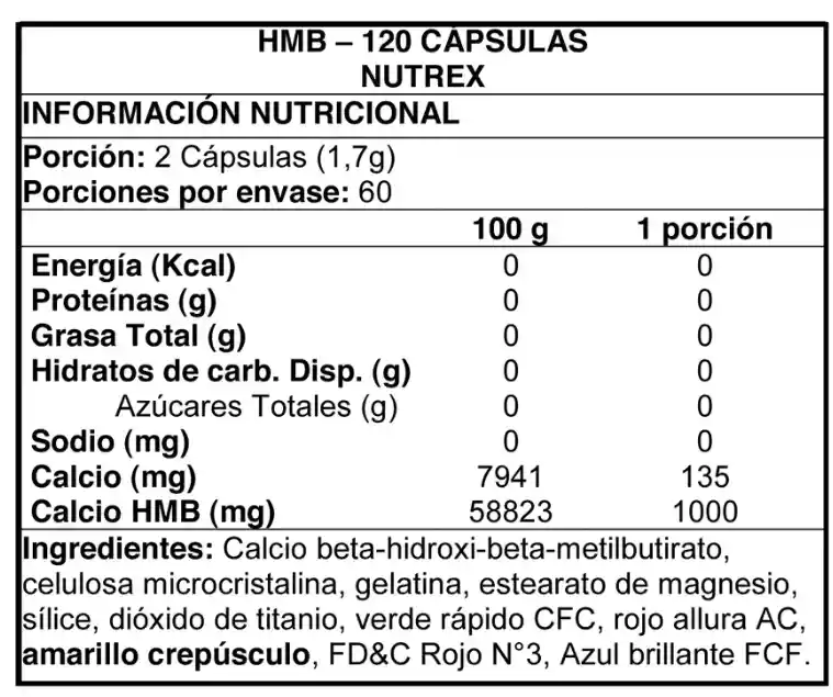 Aminoácido Hmb 1000 120 Caps - Nutrex