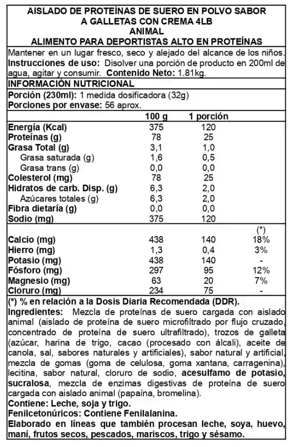 Proteína Animal Whey Isolate 4lbs - Animal Cookies And Cream