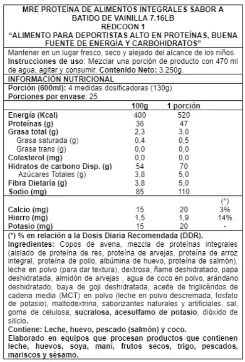 Mre Meal Replacement 7 Lb - Redcon1 Vainilla