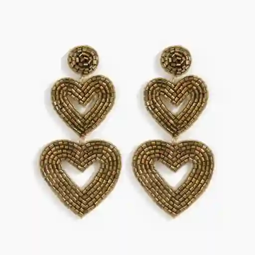 Aros Fiesta Largos Doble Corazón Dorado