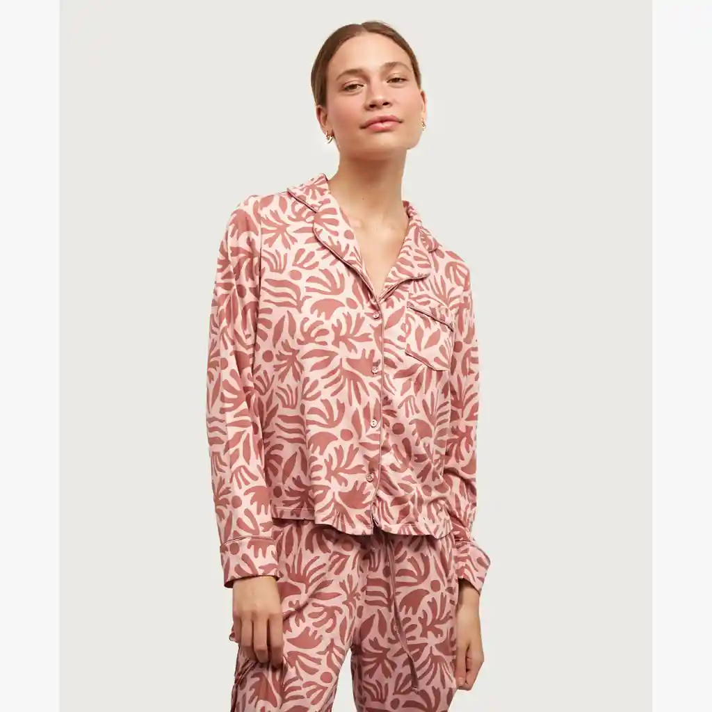 Set Pijama Dreamy Hojas Xl Rosado