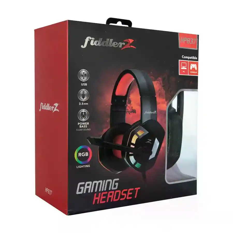 Audifono Gamer Fiddler Conexión: Jack 3.5mm + Usb (para Iluminación Led