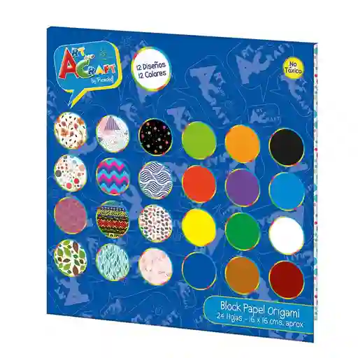 Papel Lustre Origami 12 Colores+12 Diseños 16 X 16 Cm Art Craft