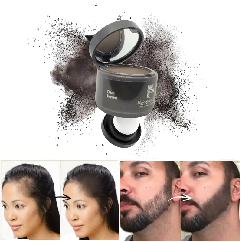 Sombra Disimulador Calvicie Fibra Capilar Con Esponja Castño Oscuro