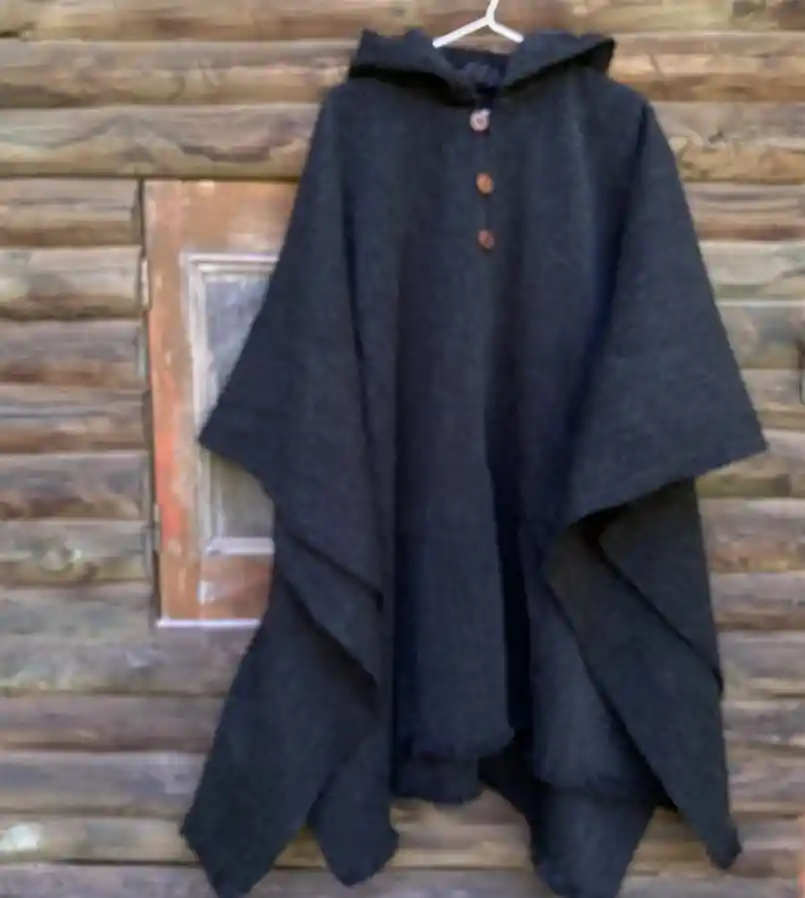 Poncho Típico Chileno Con Capucha, Adulto (talla Única) Azul Piedra