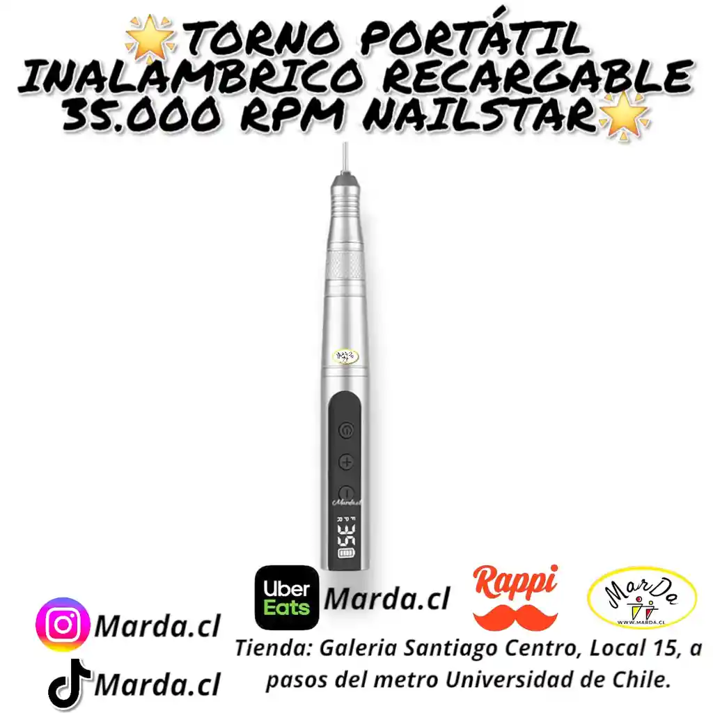 Torno Lapiz Inalambrico 35.000 Rpm Portatil Y Recargable Nailstar Dremel Plateado