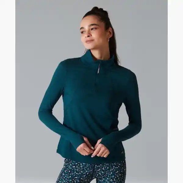 Polerón Active Primera Capa Liso Xl Verde Petróleo