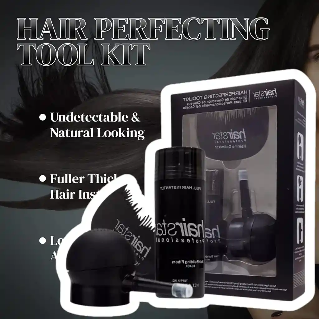Kit Disimulador Calvicie Negro Con Bomba Peineta Hair Star