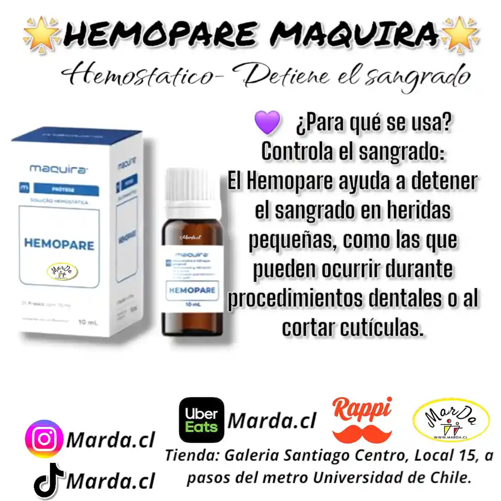 Hemostatico Hemopare Maquira Detiene Sangrado