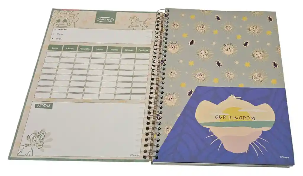 Cuaderno Artel Rey León - 150 Hojas Matemáticas 7mm