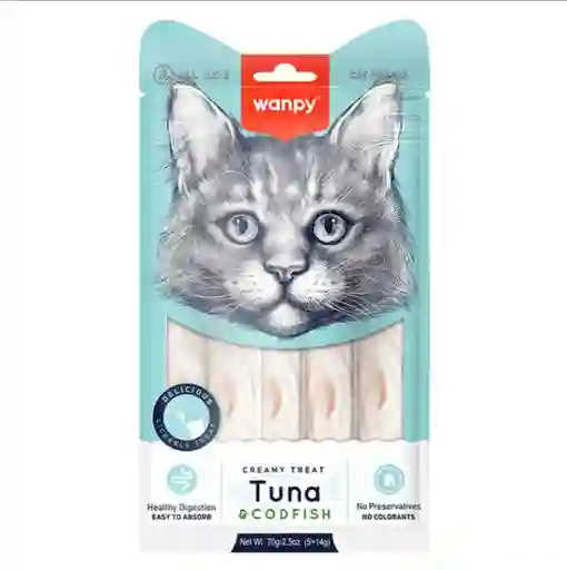 Snack Gato Wanpy Creamy Tuna And Codifsh 70gr