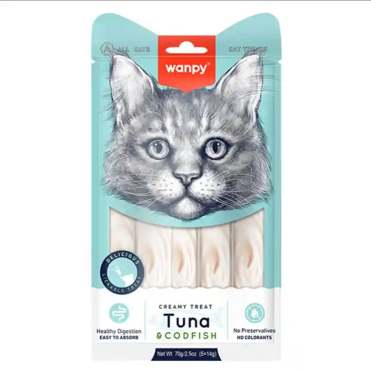Snack Gato Wanpy Creamy Tuna And Codifsh 70gr