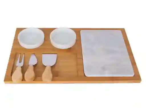 Set Aperitivo 7 Pzs Marmol Con 3 Cubiertos