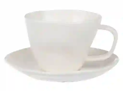 Taza C/plato Cafe Irreg Blanco Art