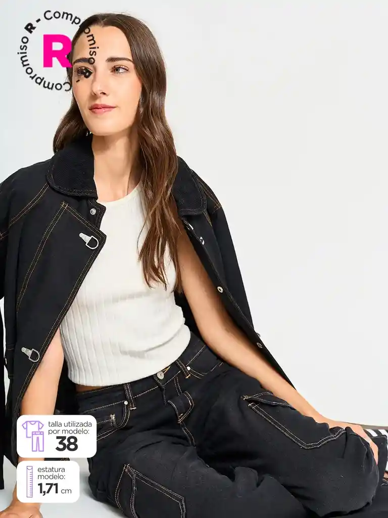 Jeans Moda Cargo Inx Cor W25 Negro 46