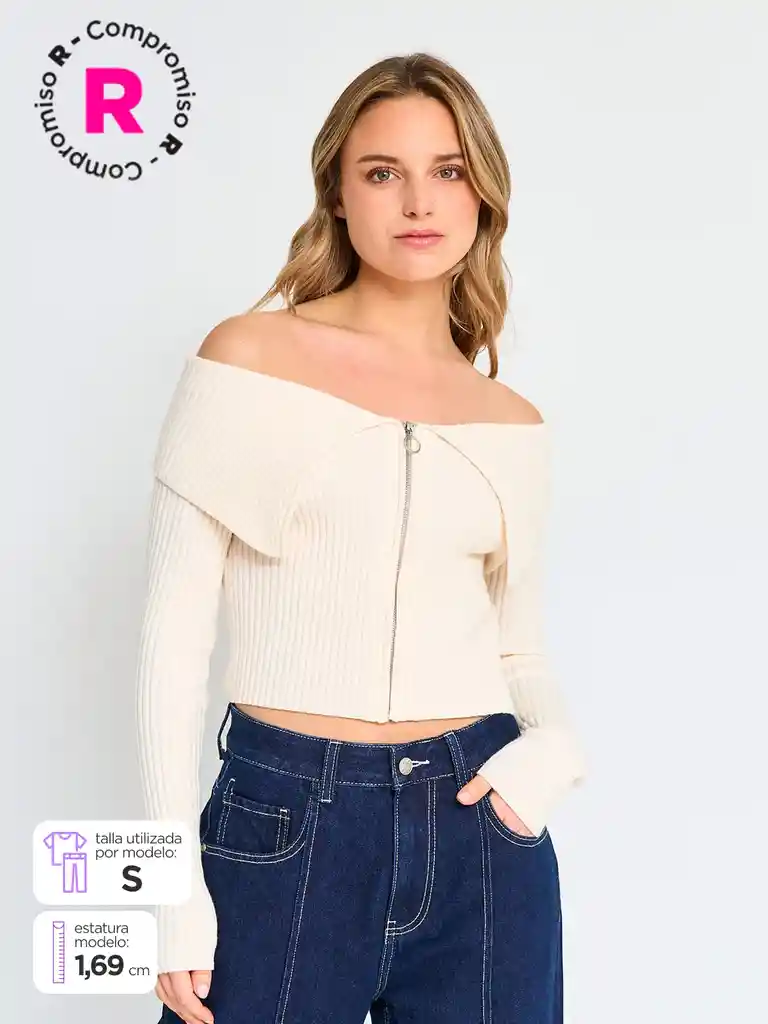 Swe Ml Cuello Inx Cor S25 Ecru M