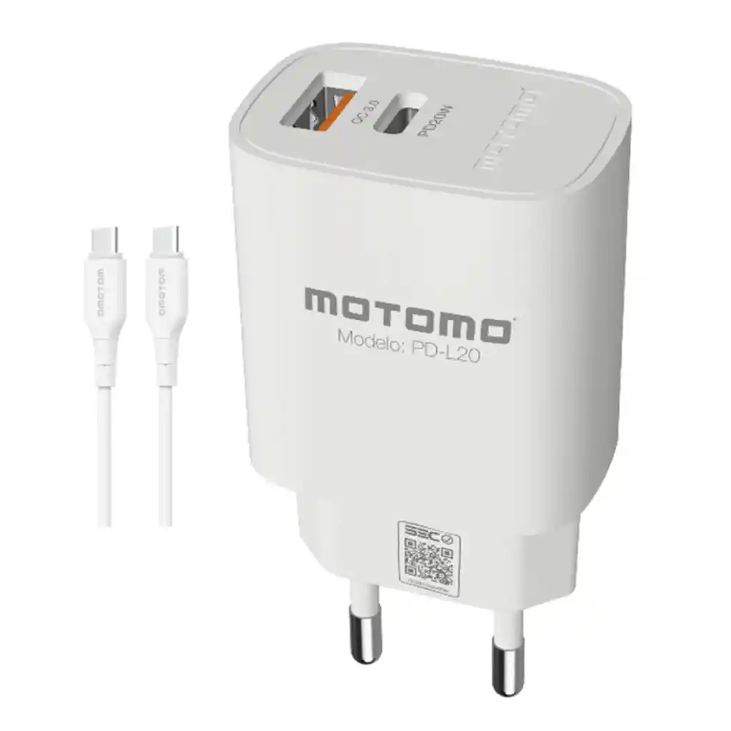 Cargador Motomo Dual Pd20w Carga Rapida - Blanco