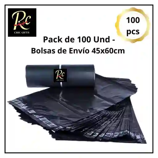 Pack De 100 Bolsas Negro De Envíos 45x60cm Regalos Chic: ¡tus Paquetes 100% Seguros! Regalos Chic