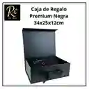 Caja De Regalo Premium Negra 34x25x12cm Con Lazo Y Tapa Magnética - Regalos Chic