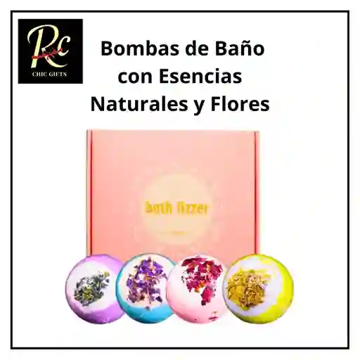 Set 4 Bombas De Baño Con Esencias Naturales Y Flores - Regalos Chic