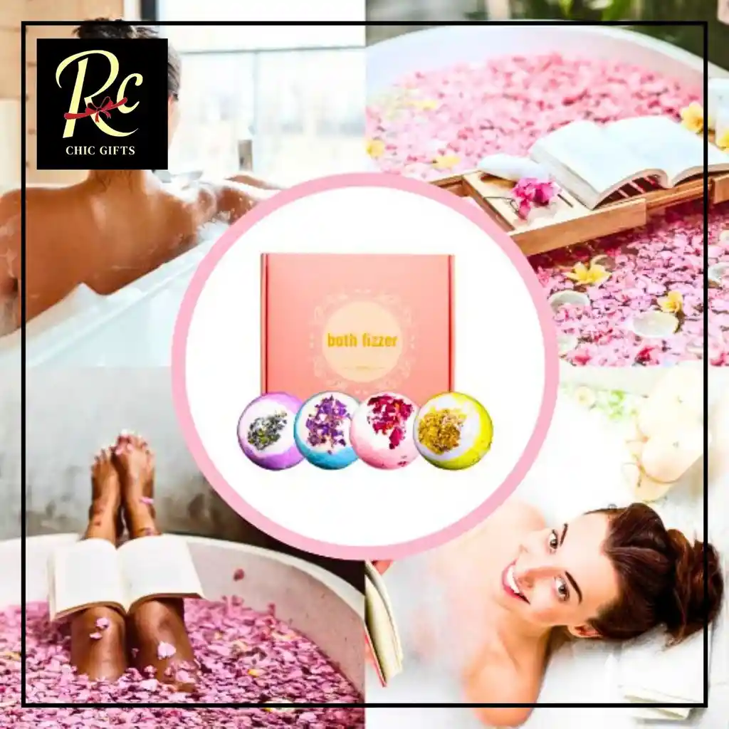 Set 4 Bombas De Baño Con Esencias Naturales Y Flores - Regalos Chic