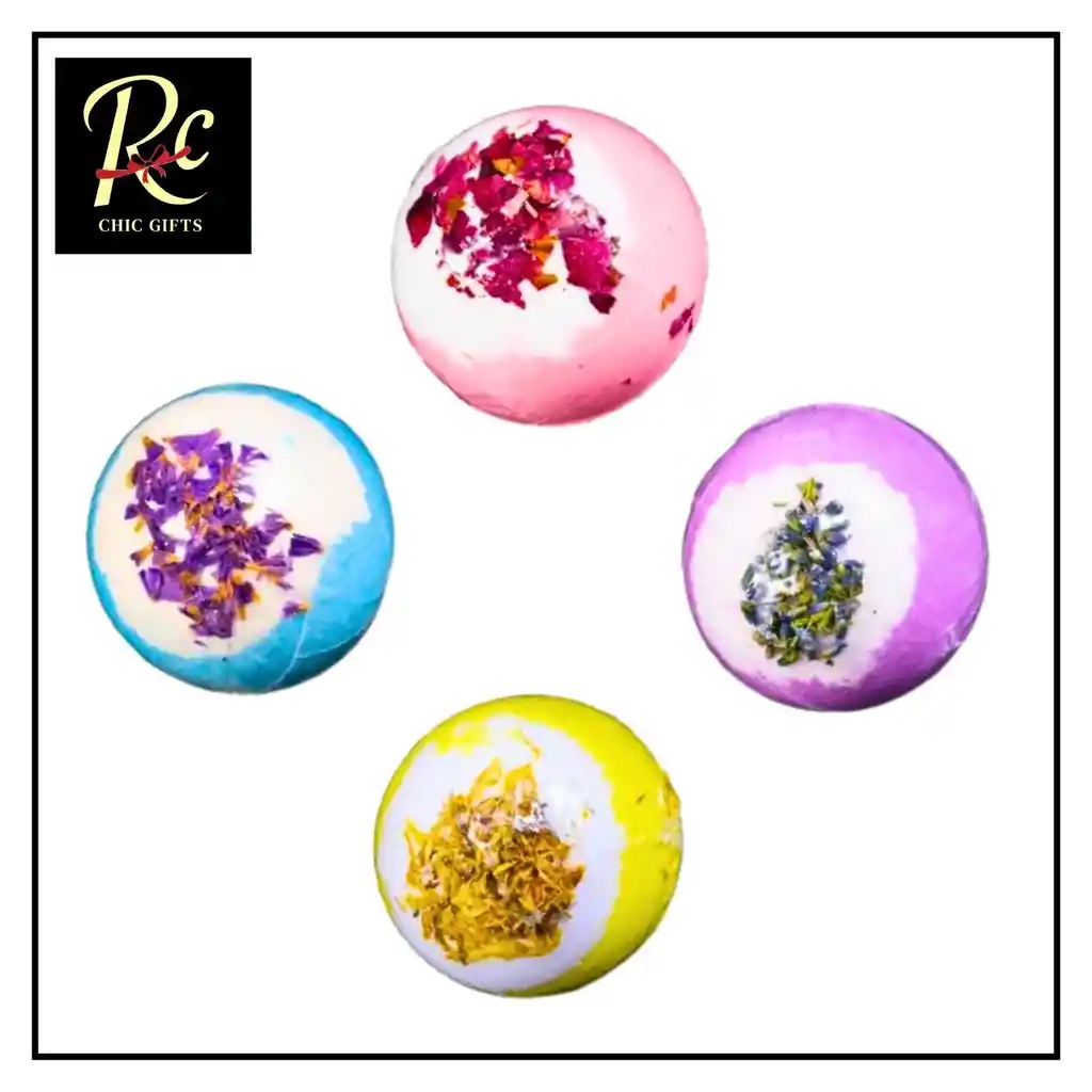 Set 4 Bombas De Baño Con Esencias Naturales Y Flores - Regalos Chic