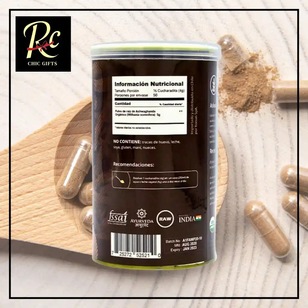 Ashwagandha Orgánica En Polvo Konün - Suplemento Alimenticio Y Adaptógeno Natural