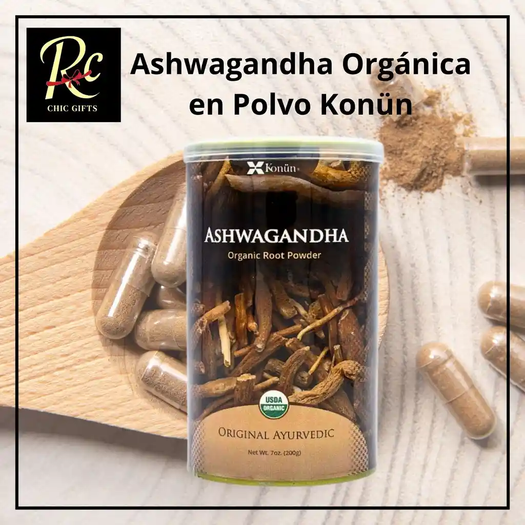 Ashwagandha Orgánica En Polvo Konün - Suplemento Alimenticio Y Adaptógeno Natural