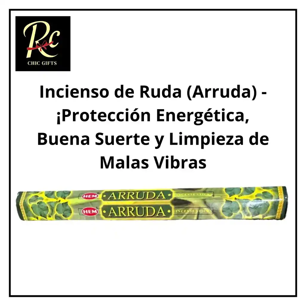 Incienso De Ruda (arruda) - ¡protección Energética, Buena Suerte Y Limpieza De Malas Vibras, De Regalos Chic!