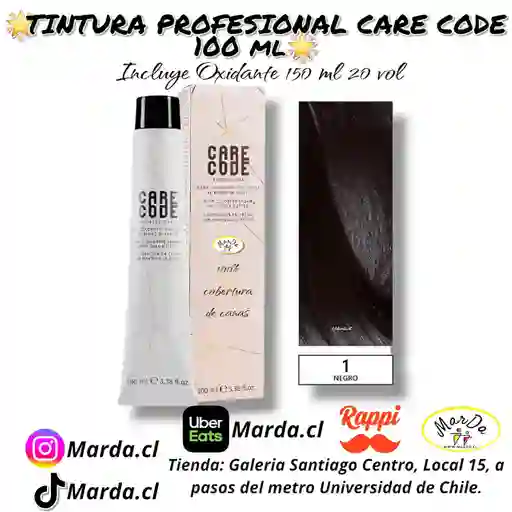1 Negro Tintura Care Code 100 Ml + Agua Oxigenada 20 V 150 Ml