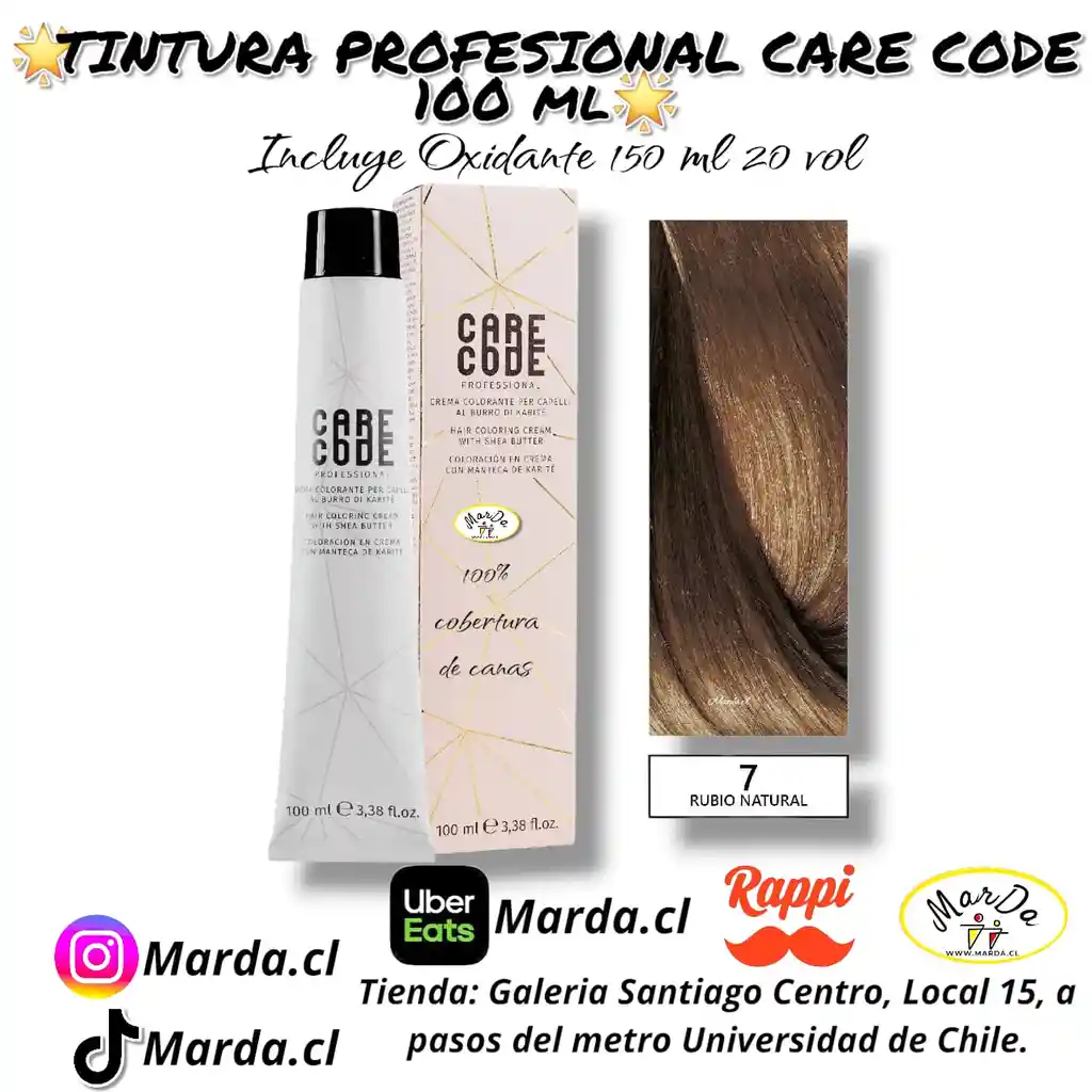 7 Rubio Natural Tintura Care Code 100 Ml + Agua Oxigenada 20 V 150 Ml