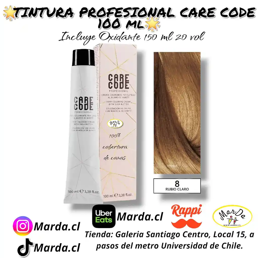 8 Rubio Claro Tintura Care Code 100 Ml + Agua Oxigenada 20 V 150 Ml