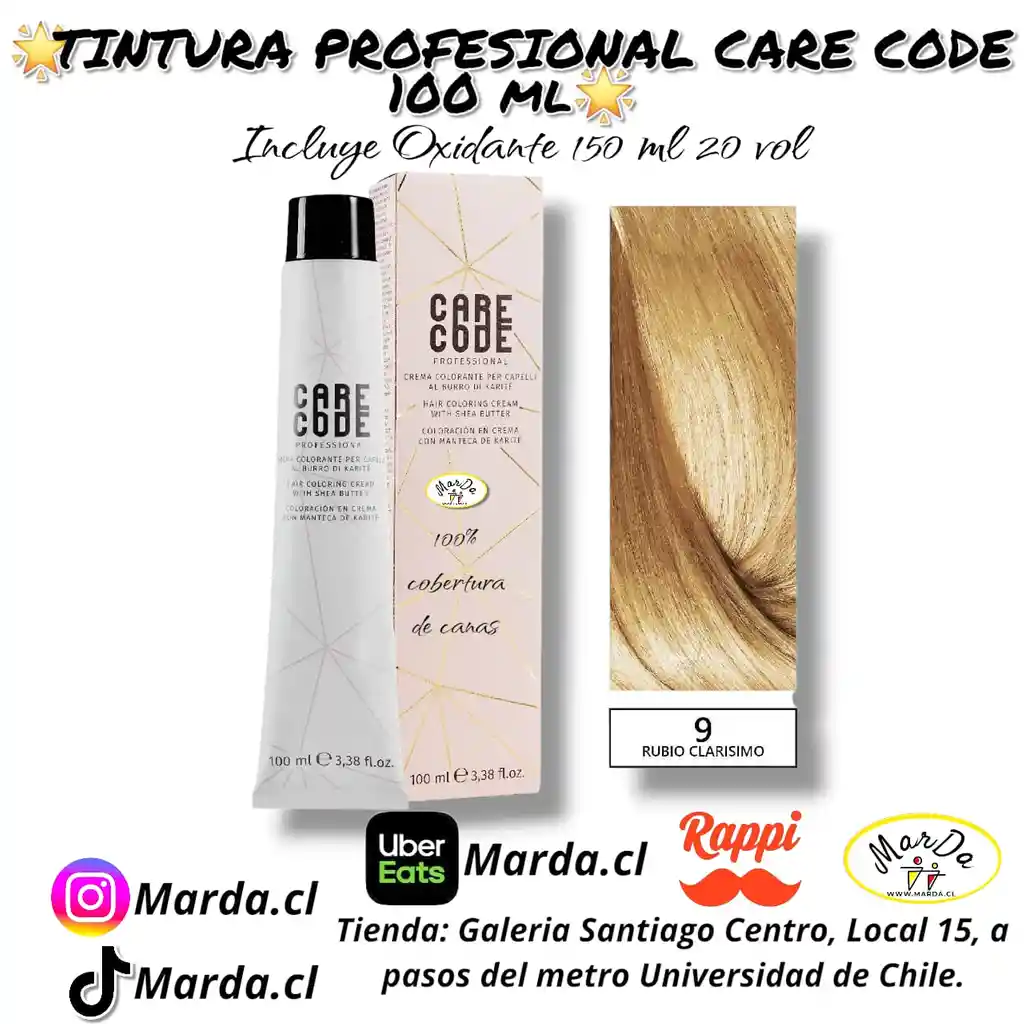 9 Rubio Clarisimo Tintura Care Code 100 Ml + Agua Oxigenada 20 V 150 Ml