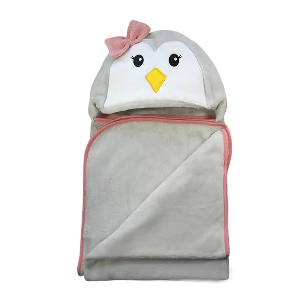 Manta Con Capucha Bebé Gris Pumucki