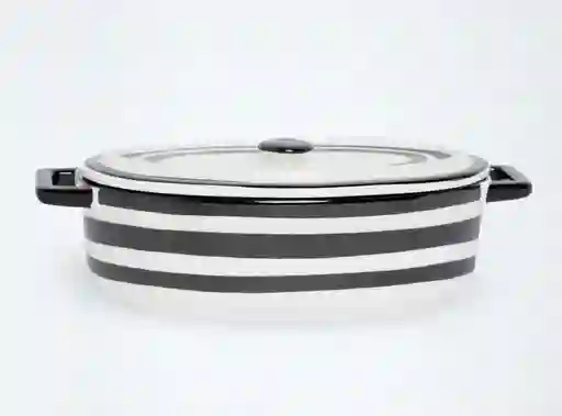 Ramequin Rayado Cer Oval Pasta