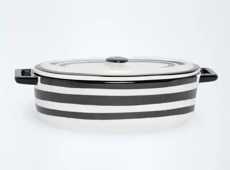 Ramequin Rayado Cer Oval Pasta