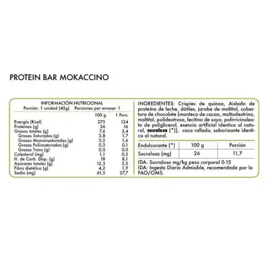 Barrita De Proteína Whey 45 Grs. (mokaccino)
