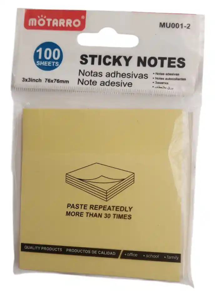 Notas Adhesivas 7,6x7,6cm 100unds Amarillo