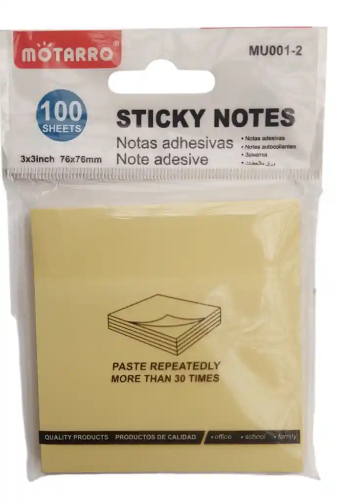 Notas Adhesivas 7,6x7,6cm 100unds Amarillo