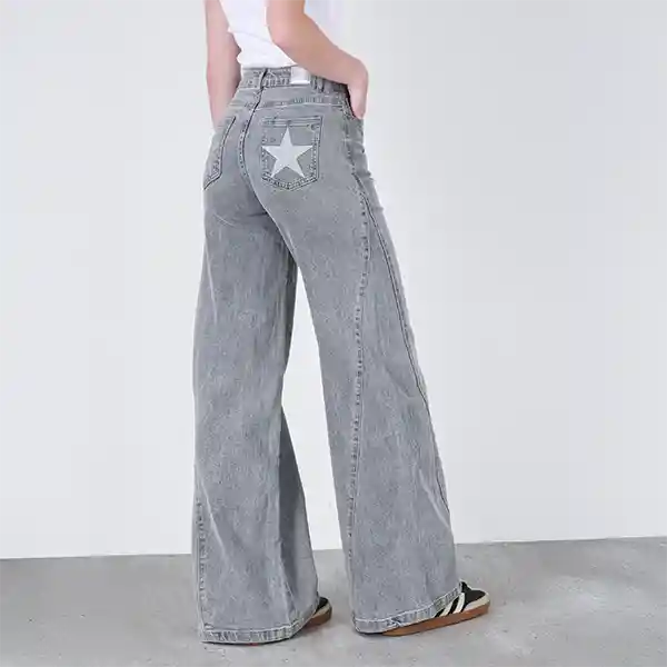 Pantalón Corte Lateral Estrella Gris 32 Mujer Raindoor