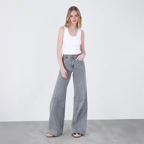 Pantalón Corte Lateral Estrella Gris 32 Mujer Raindoor