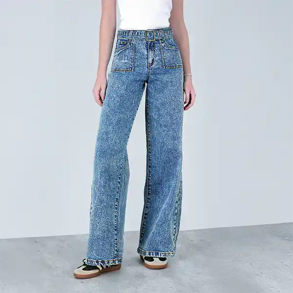 Pantalón Cinturón Azul 44 Mujer Raindoor