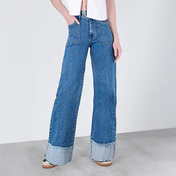 Pantalón Wide Leg Sun Azul 38 Mujer Raindoor