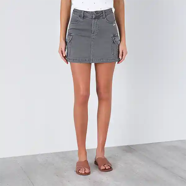 Falda Cargo Gris M Mujer Raindoor