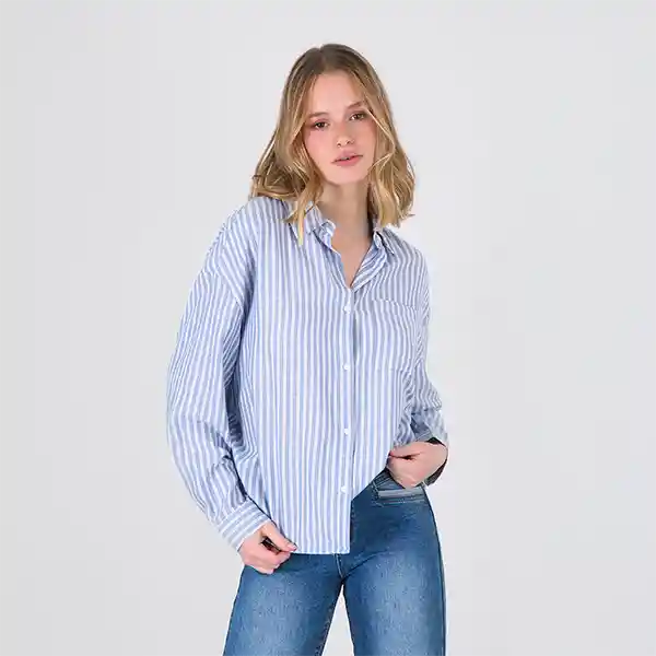 Blusa Algodón Azul M Mujer Raindoor