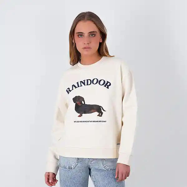 Polerón Crew Neck Estampado Crudo M Mujer Raindoor