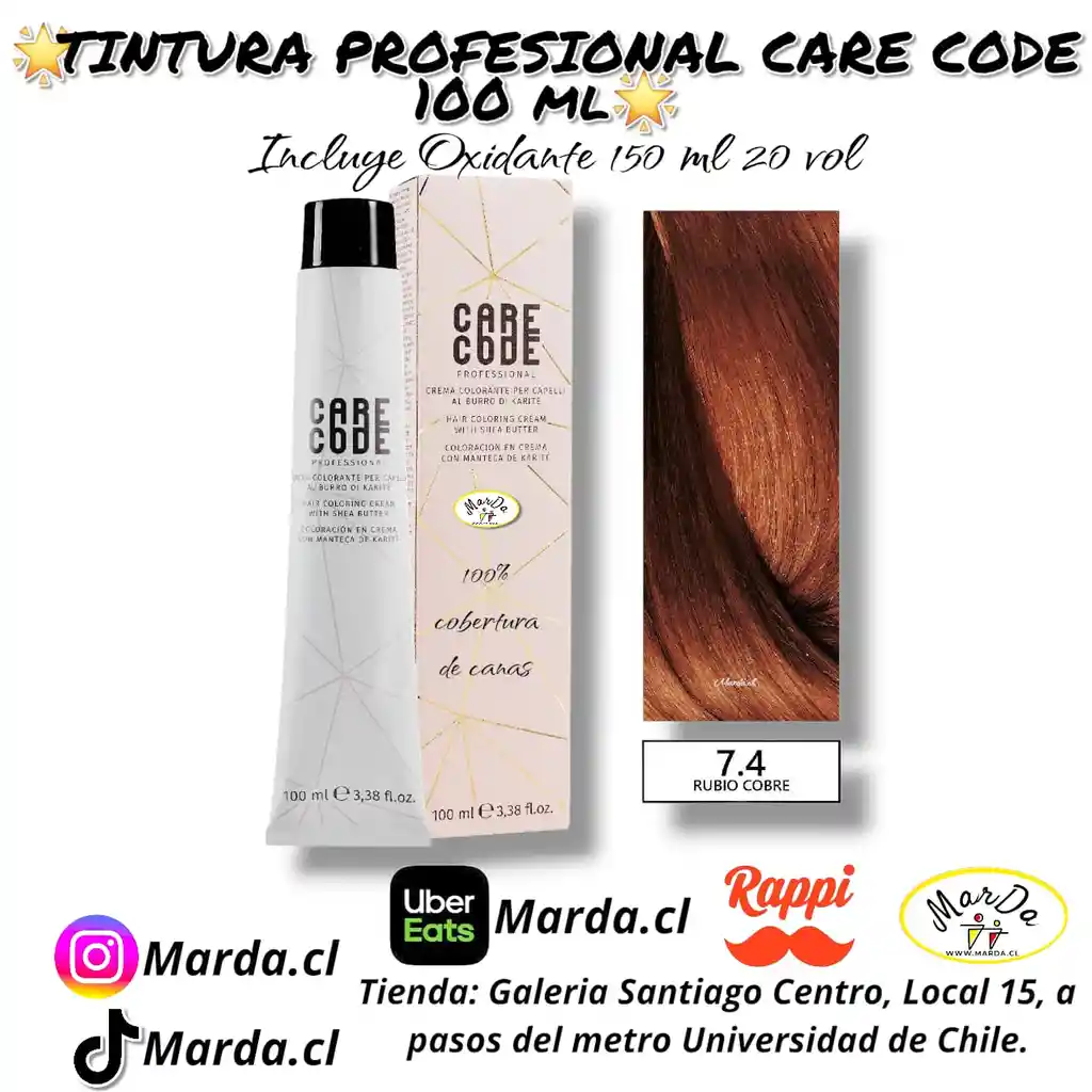 7.4 Rubio Cobre Tintura Care Code 100 Ml + Agua Oxigenada 20 V 150 Ml