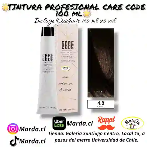 4.8 Cacao Tintura Care Code 100 Ml + Agua Oxigenada 20 V 150 Ml