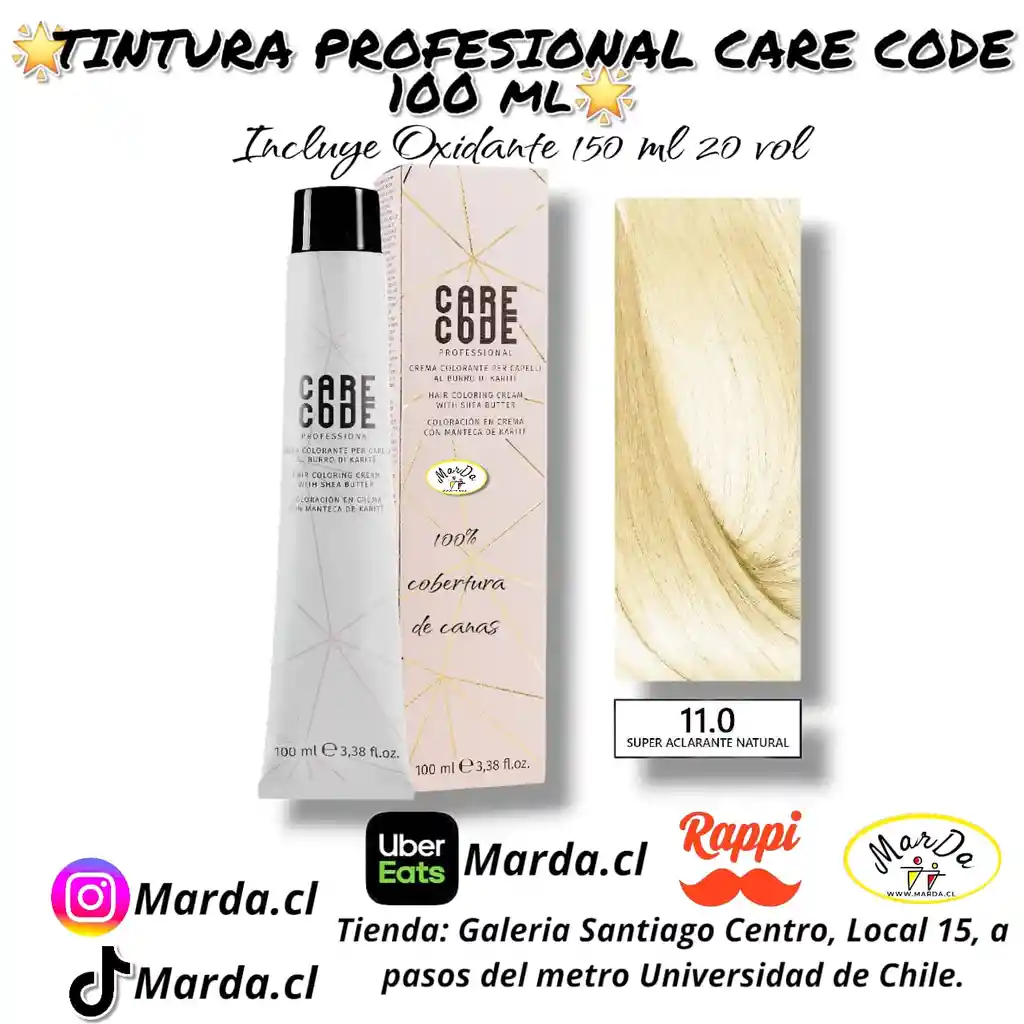 11.0 Super Aclarante Natural Tintura Care Code 100 Ml + Agua Oxigenada 20 V 150 Ml