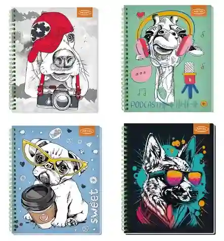 Cuaderno Universitario De Matemática 7mm Animales Divertidos 100 Hojas Artel